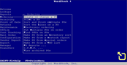 Purchase Order Menu