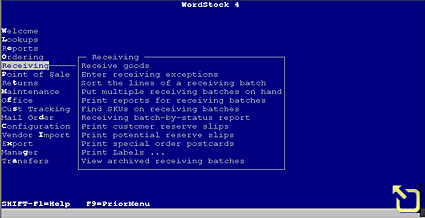Receiving Menu