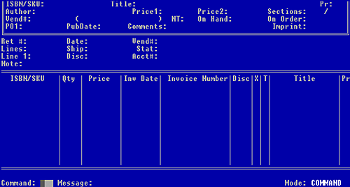 Figure 10-1, empty Receiving screen