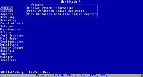 Figure 2-1. Main WordStock Menu