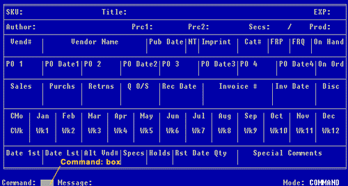 Figure 2-3, WordStock's Inventory Screen