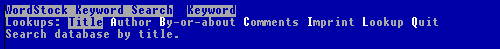 Figure 5-2, Keword Lookups menu