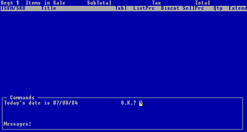 Figure 6-1, empty WordStock POS screen