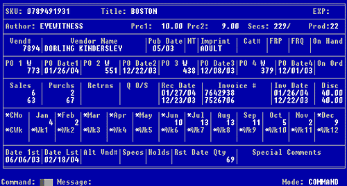 Figure 6-5, a WordStock Inventory record