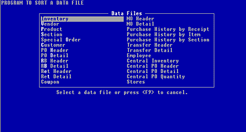 Figure 7-11, the Sort a Data File menu box