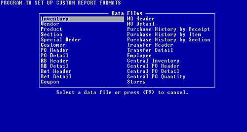 Figure 7-13, report format data fiel menu box