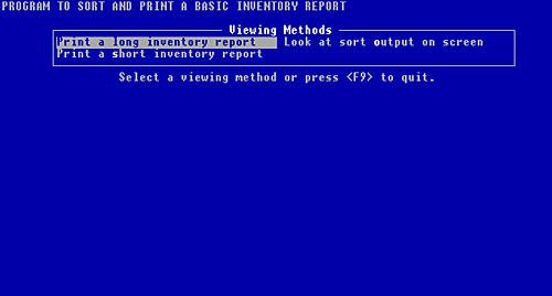 Figure 7-25, menu of options for viewing an Inventory Report