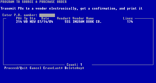 Figure 8-11, listing of POs to transmit electronically