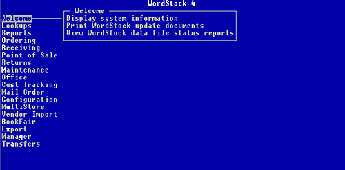 Main WordStock Menu